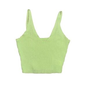 Lime Green Ribbed Knit Tank Top
